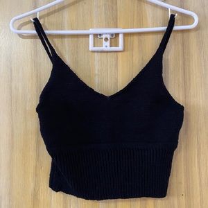 Black Sweater Crop Top
